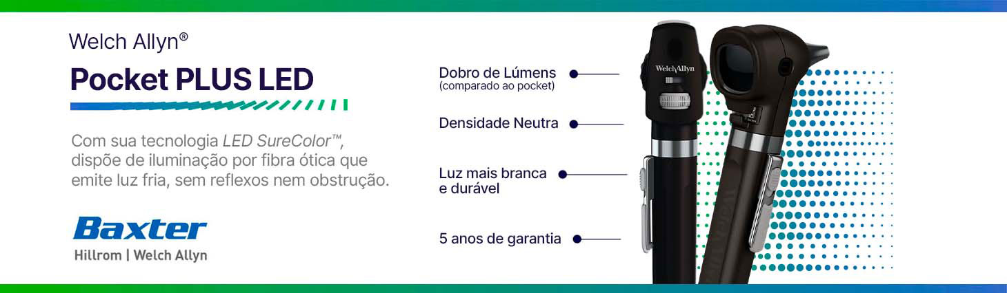 Kit Otoscópio LED e Oftalmoscópio LED Pocket Plus LED Preto com